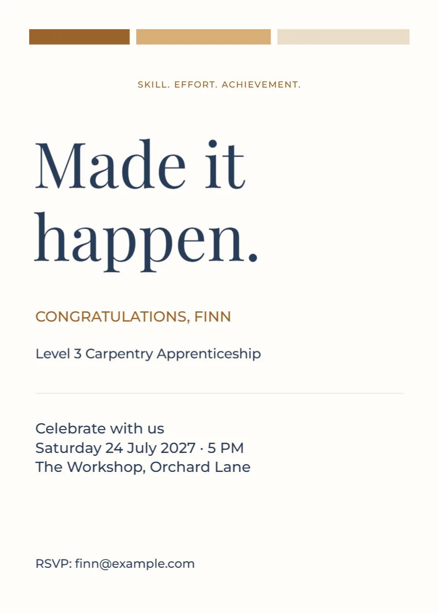 Made it happen – apprenticeship celebration: printable design preview