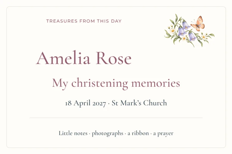 Treasures from this day – keepsake box label: printable design preview