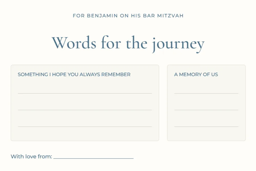 Encouragement for Benjamin – bar mitzvah card: printable design preview