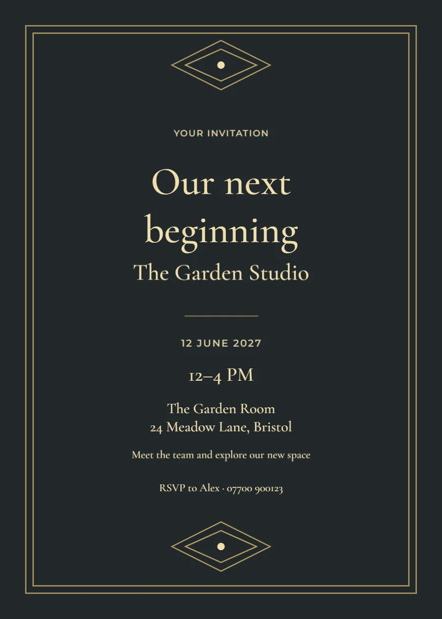 Black tie lights – grand opening: printable design preview