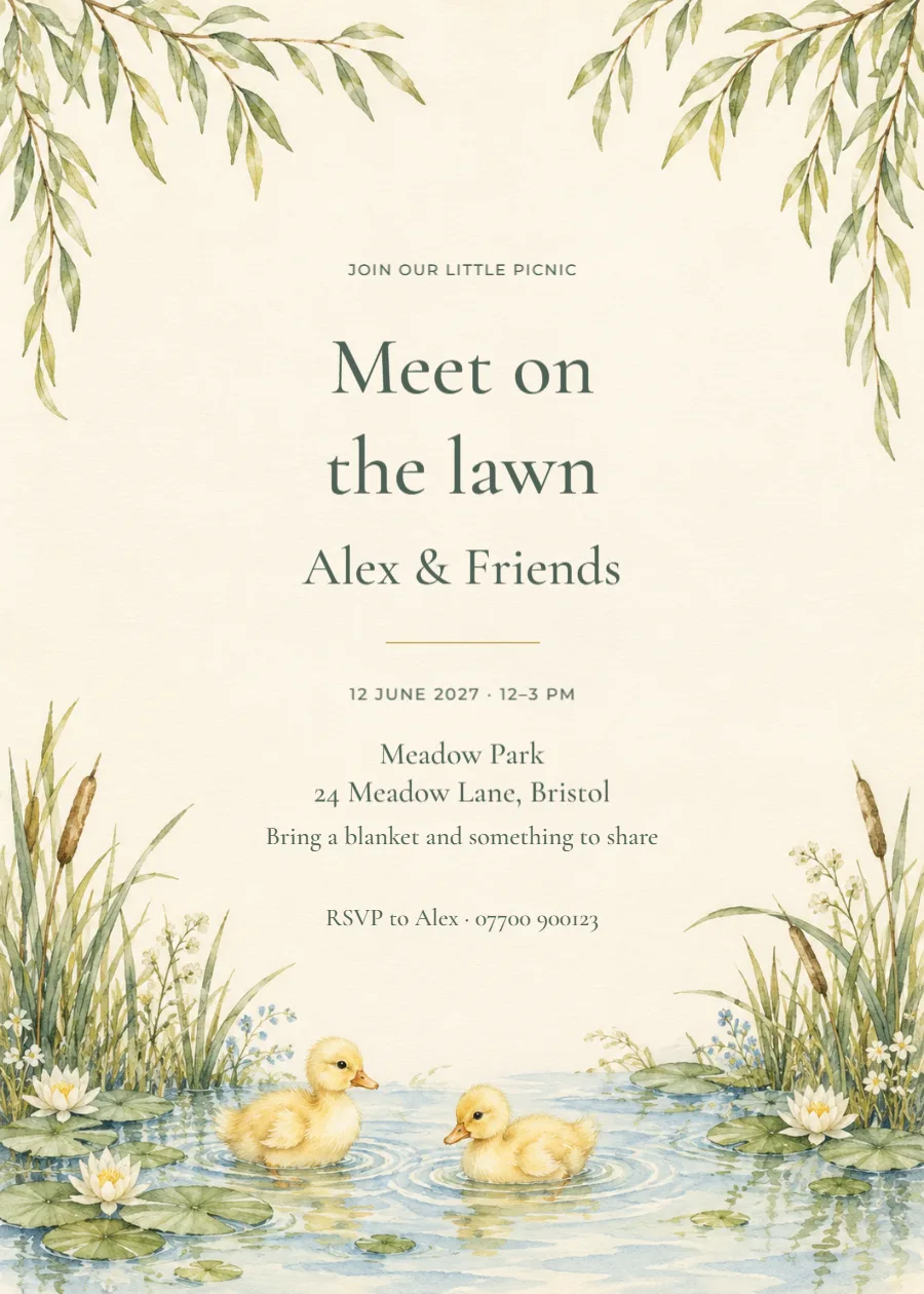 Duckling pond – picnic party: printable design preview