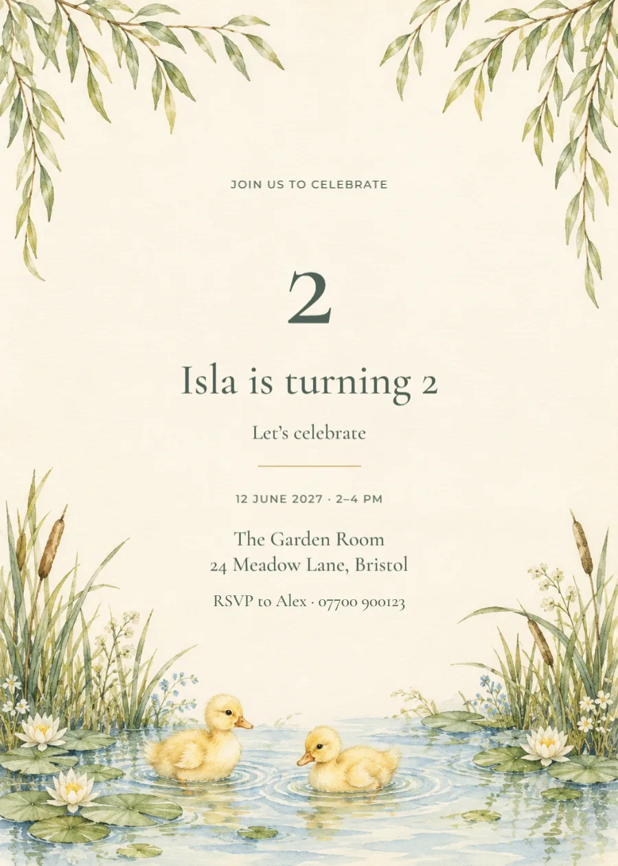 Duckling pond – second birthday: printable design preview