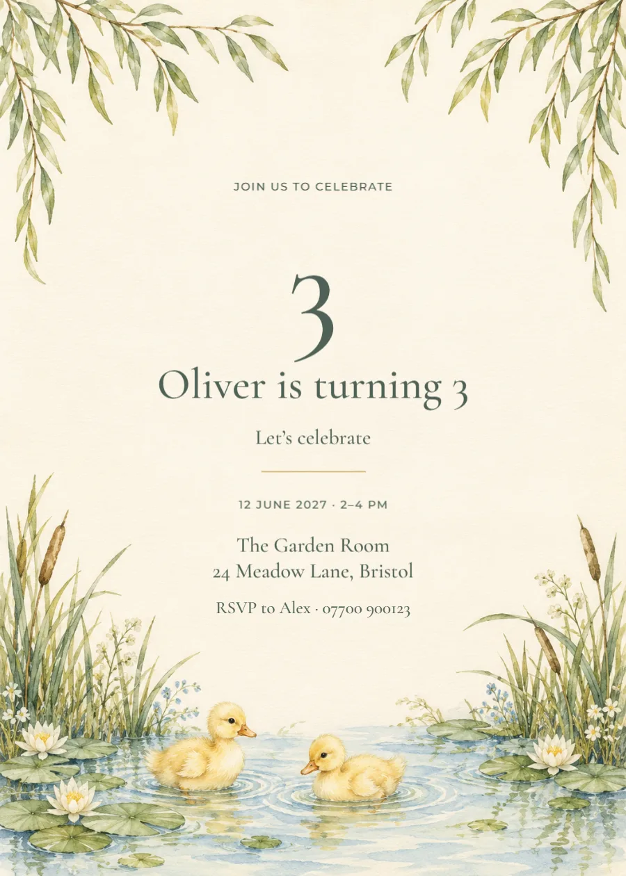 Duckling pond – third birthday: printable design preview
