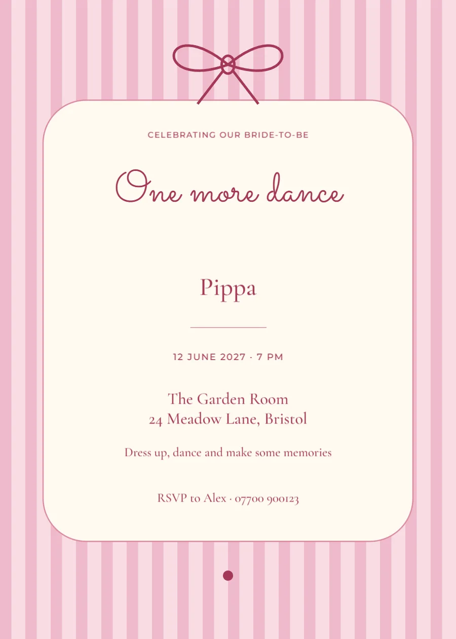 Pink pinstripe – hen party: printable design preview