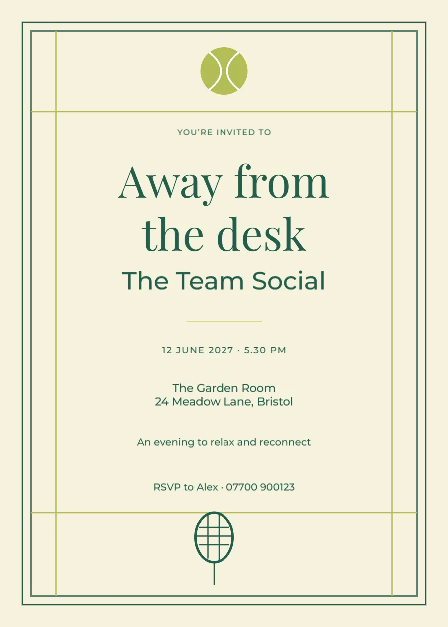 Tennis club – team social: printable design preview