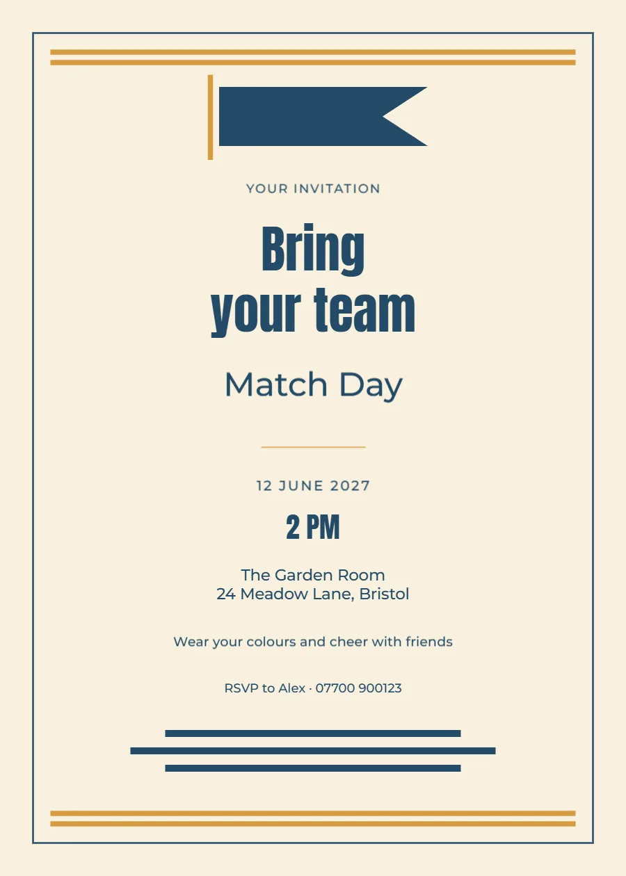 Varsity pennant – match day party: printable design preview