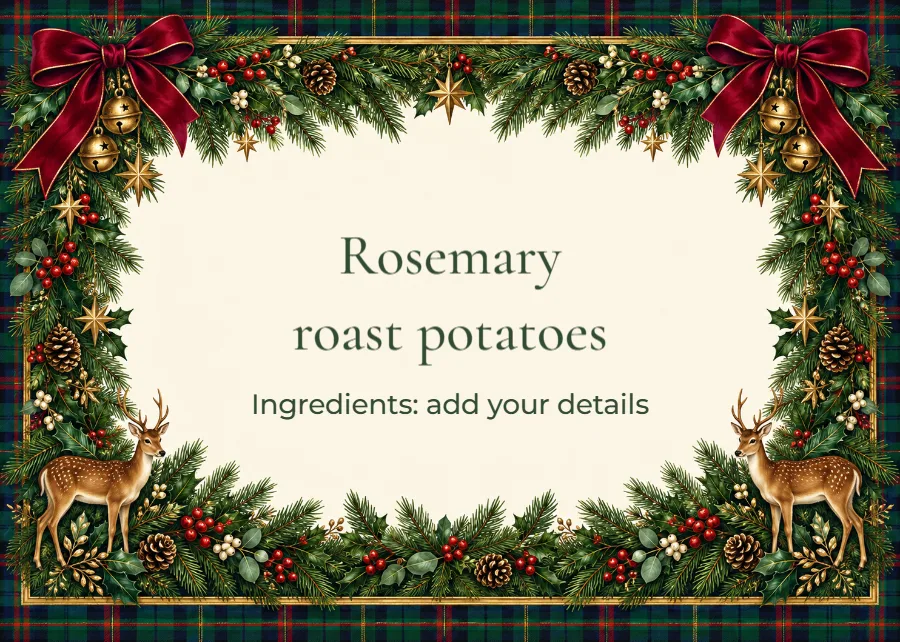 Forest stillness – Christmas buffet label: printable design preview