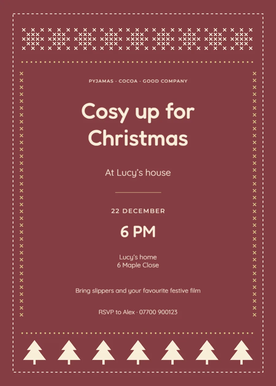 Nordic knit – Christmas pyjama party: printable design preview