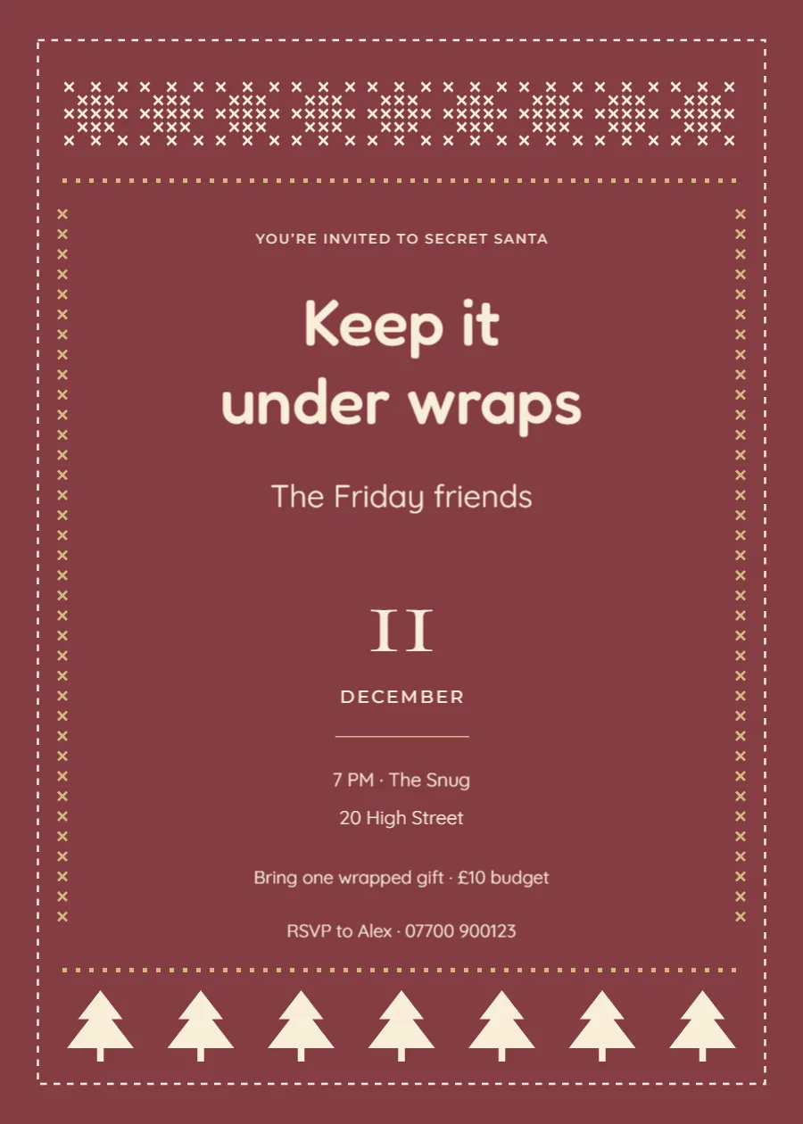 Nordic knit – Secret Santa gift exchange: printable design preview