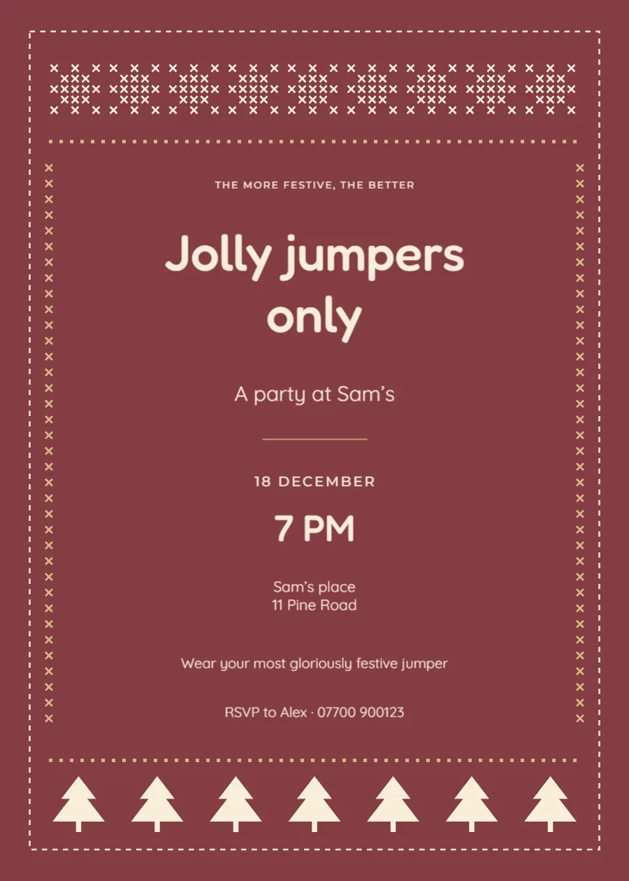 Nordic knit – Ugly Christmas sweater party: printable design preview