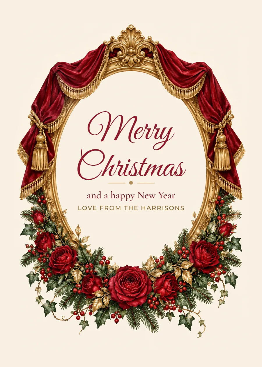 Opera velvet – Christmas card: printable design preview