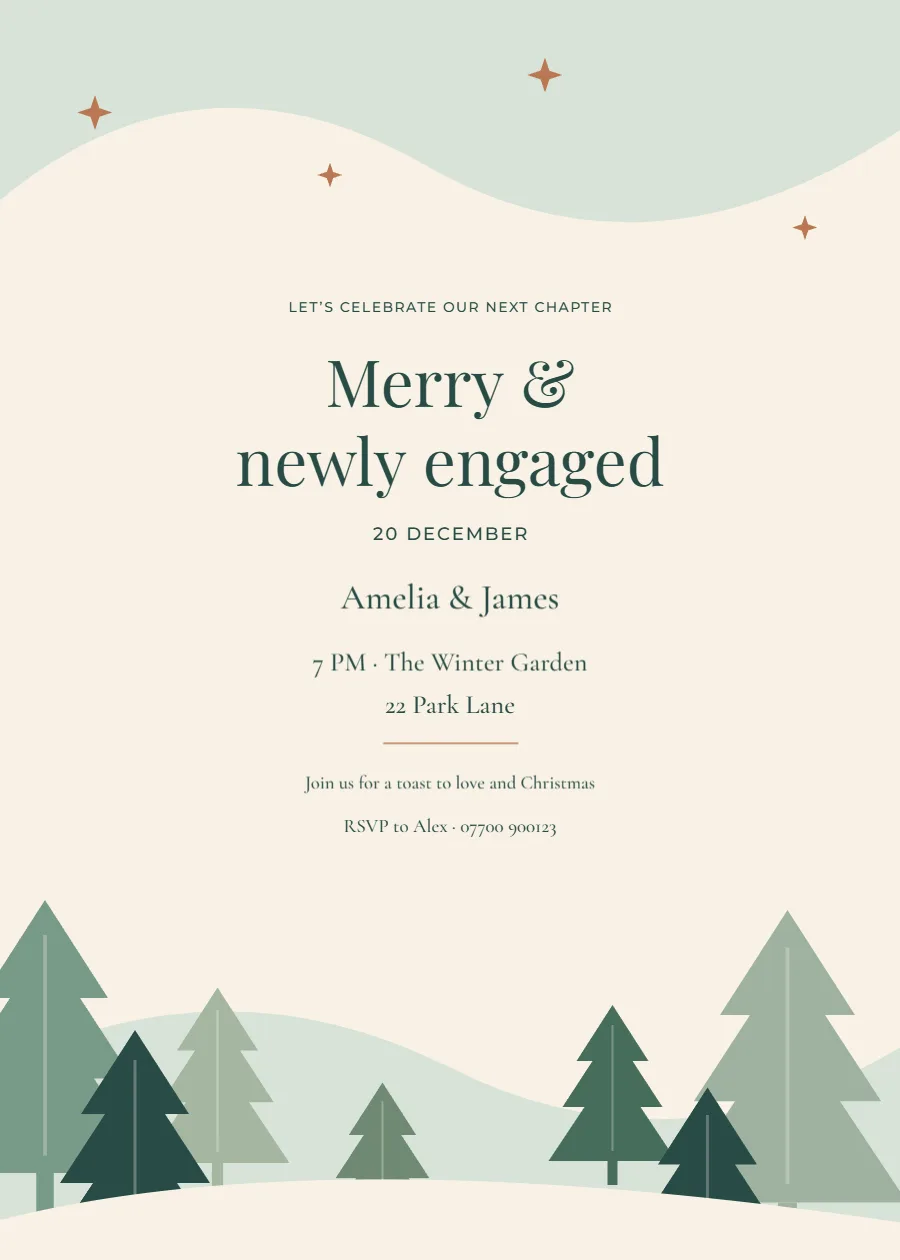 Paper forest – Christmas engagement party: printable design preview