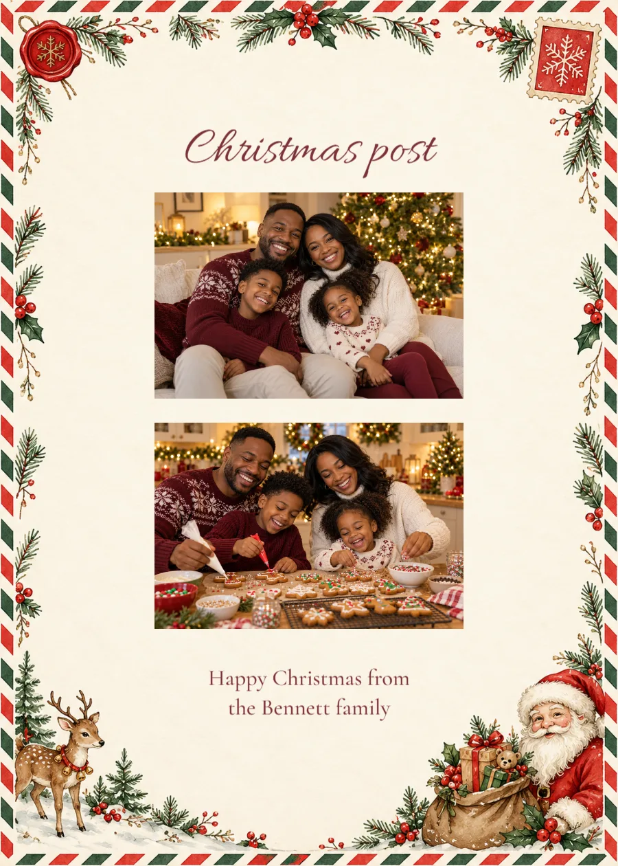 North Pole post – Christmas memories card: printable design preview