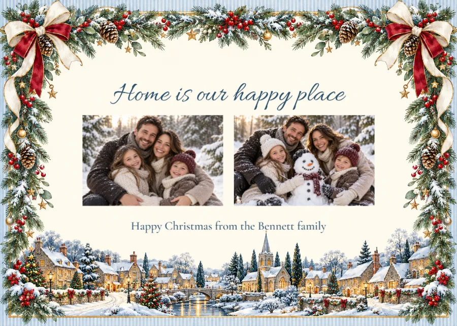 Home for the holidays – Christmas memories card: printable design preview