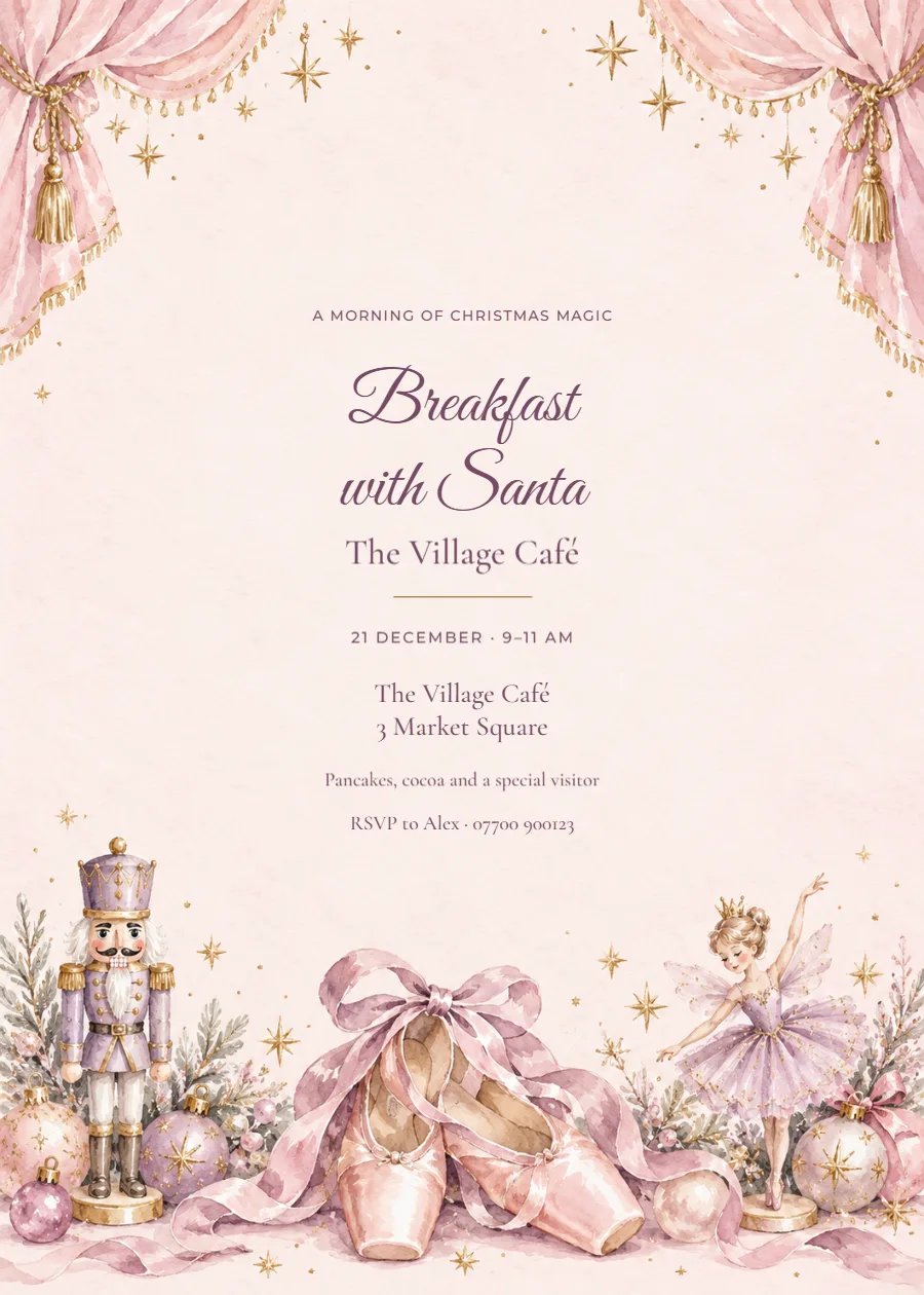 Sugarplum ballet – Breakfast with Santa: printable design preview