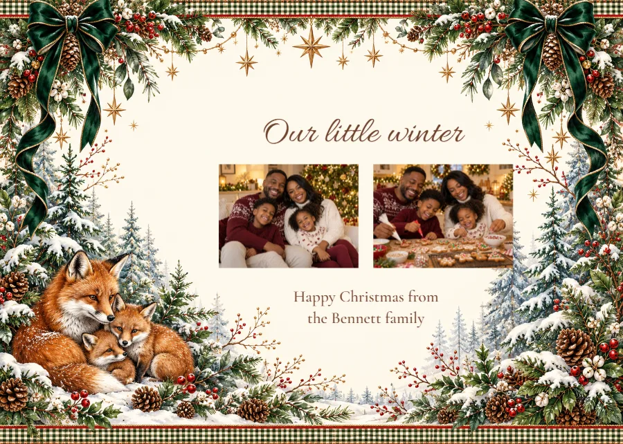 Together in the snow – Christmas memories card: printable design preview