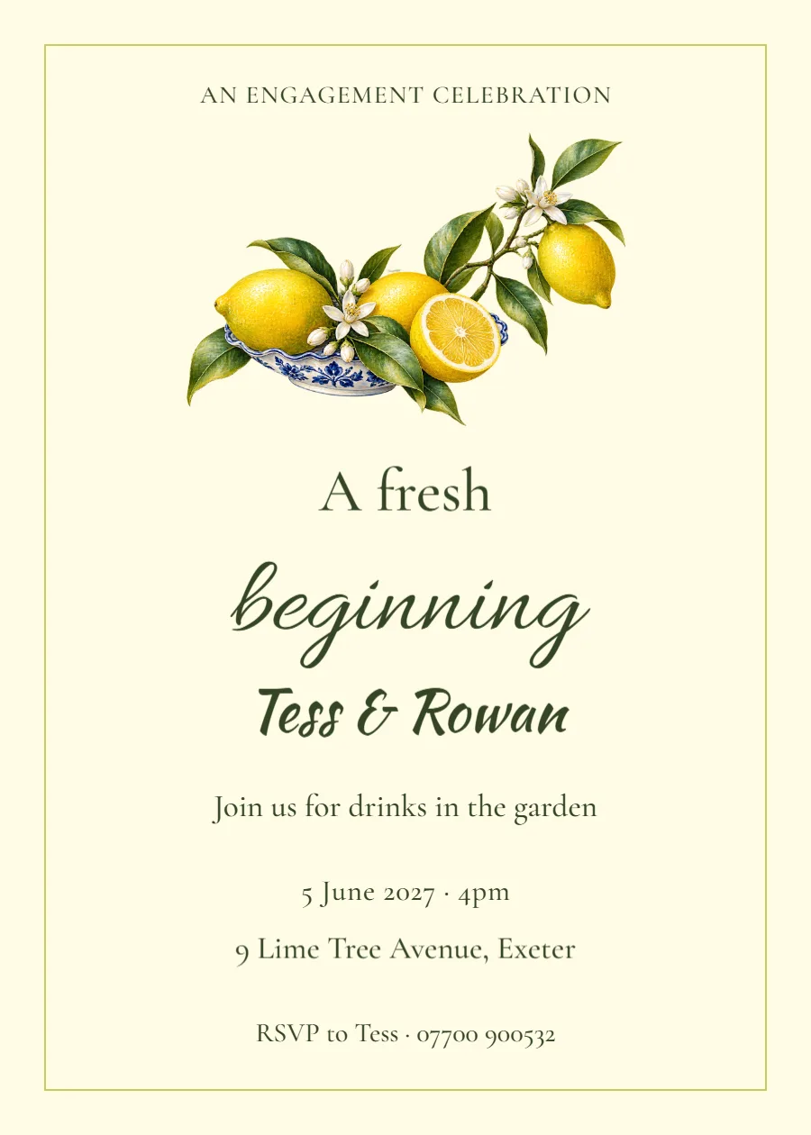 Citrus Press – engagement garden party: printable design preview