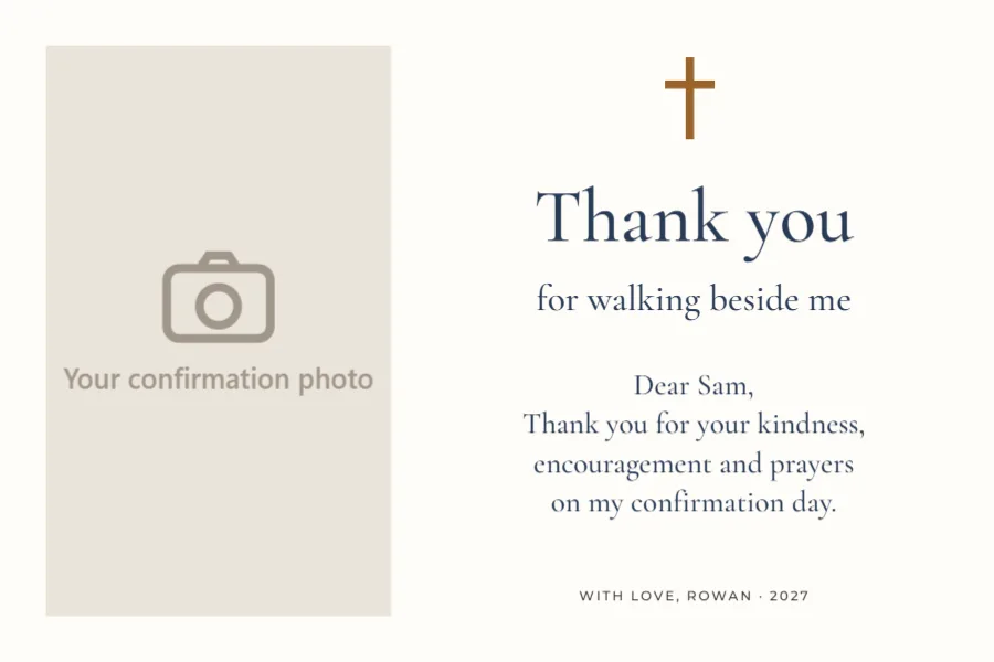 Thank you for walking beside me – sponsor card: printable design preview