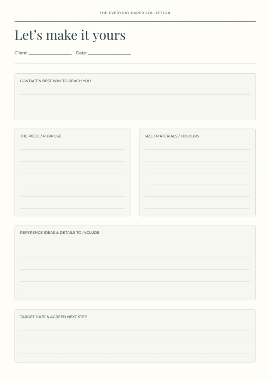 Let’s make it yours – commission brief: printable design preview
