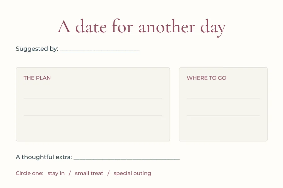 A date for another day – idea card: printable design preview
