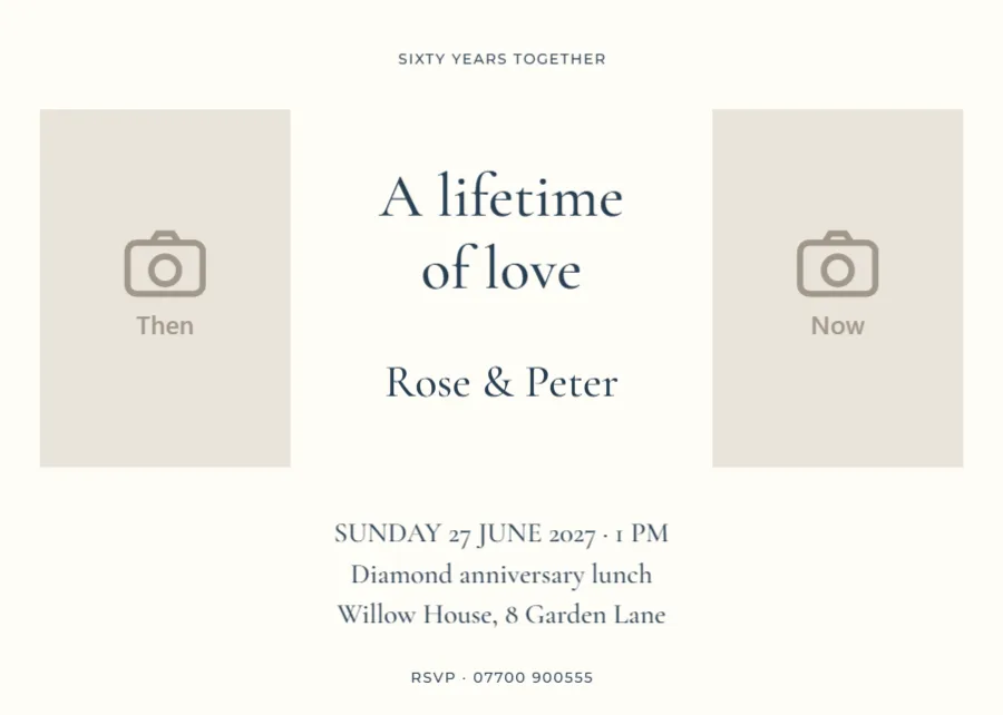 A lifetime of love – diamond anniversary: printable design preview