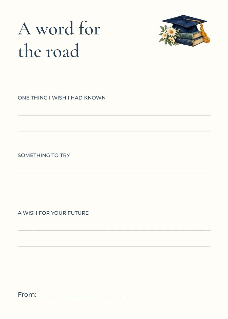 A word for the road – graduate advice: printable design preview