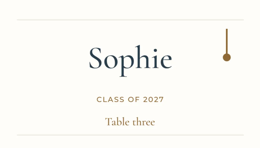 A seat for a bright future – graduation place card: printable design preview