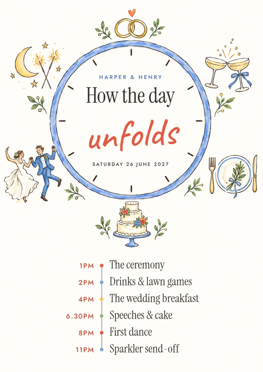 Ink & wash clock – order of the day sign: printable design preview
