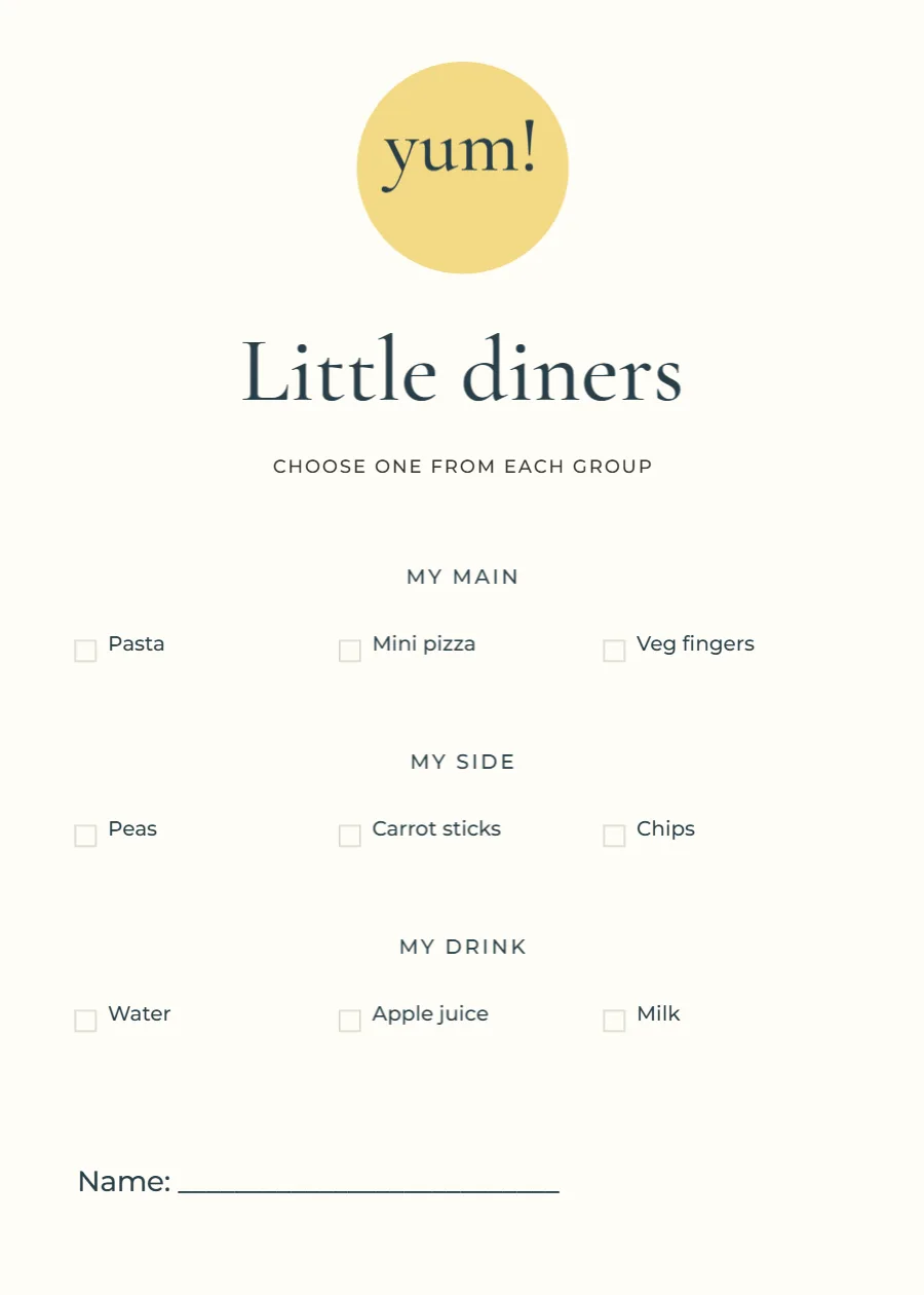 Little diners – choose your plate: printable design preview