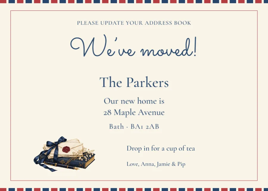 Love by Post – new address announcement: printable design preview