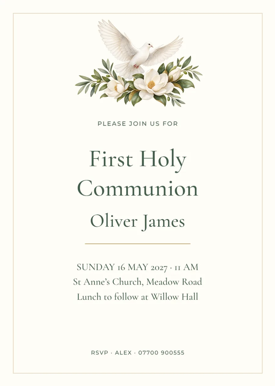 Magnolia blessing – first communion: printable design preview