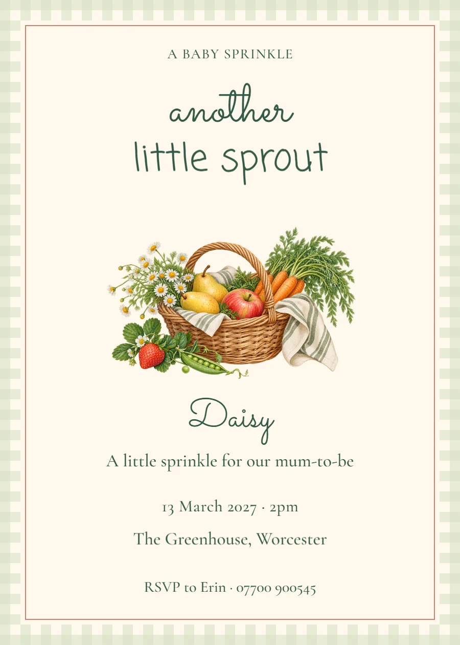 Market Morning – baby sprinkle invitation: printable design preview