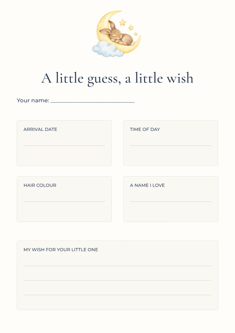 A little guess, a little wish – baby predictions: printable design preview