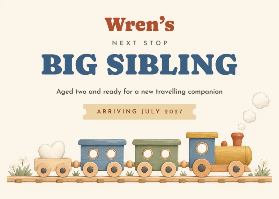 Next stop – big sibling pregnancy announcement: printable design preview