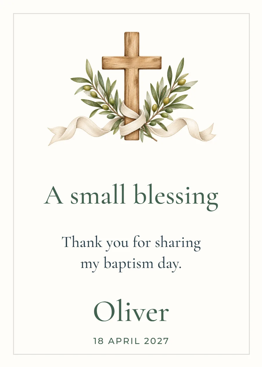 A small blessing – baptism favour tag: printable design preview