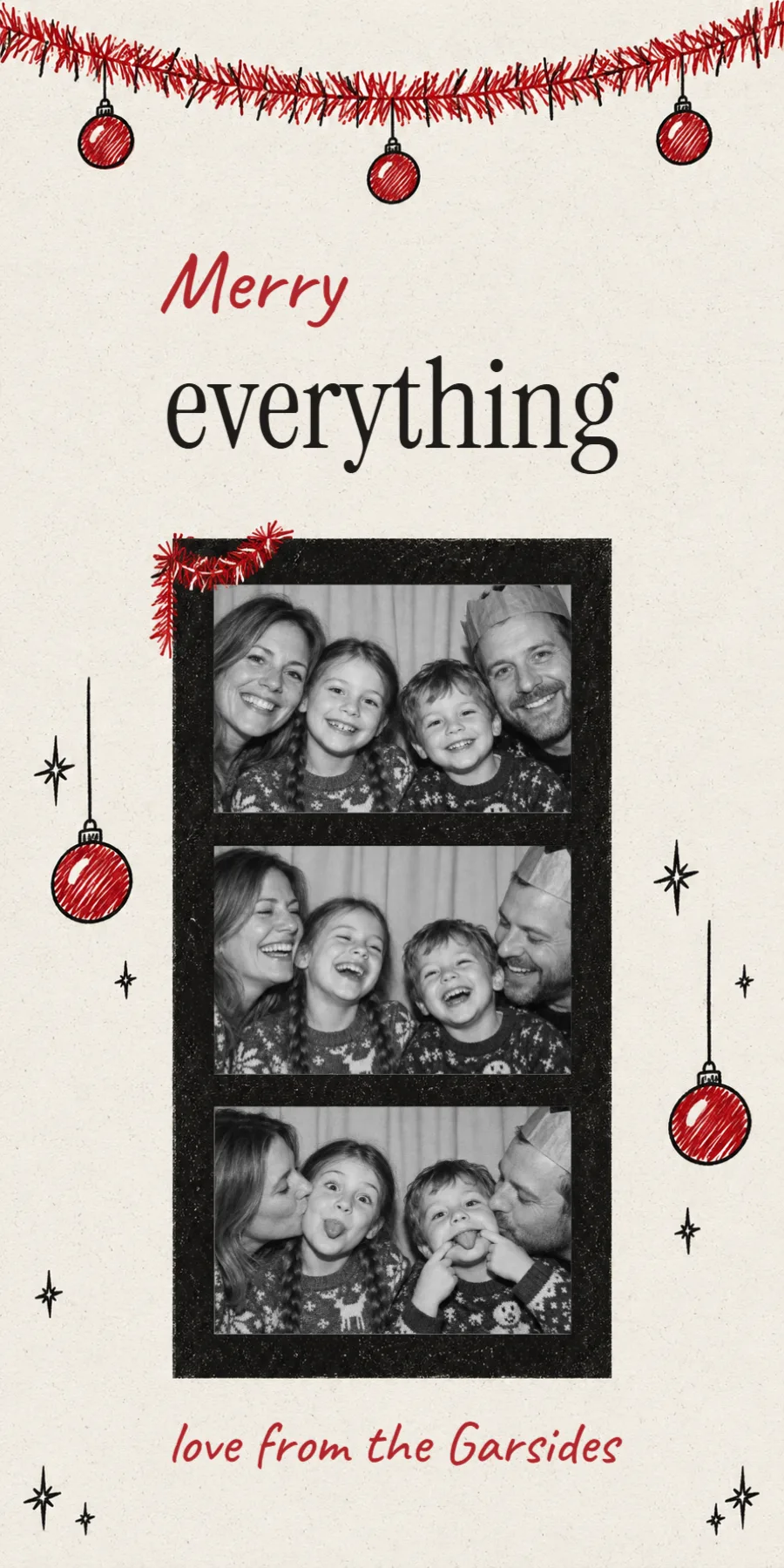 Photo booth strip – photo Christmas card: printable design preview