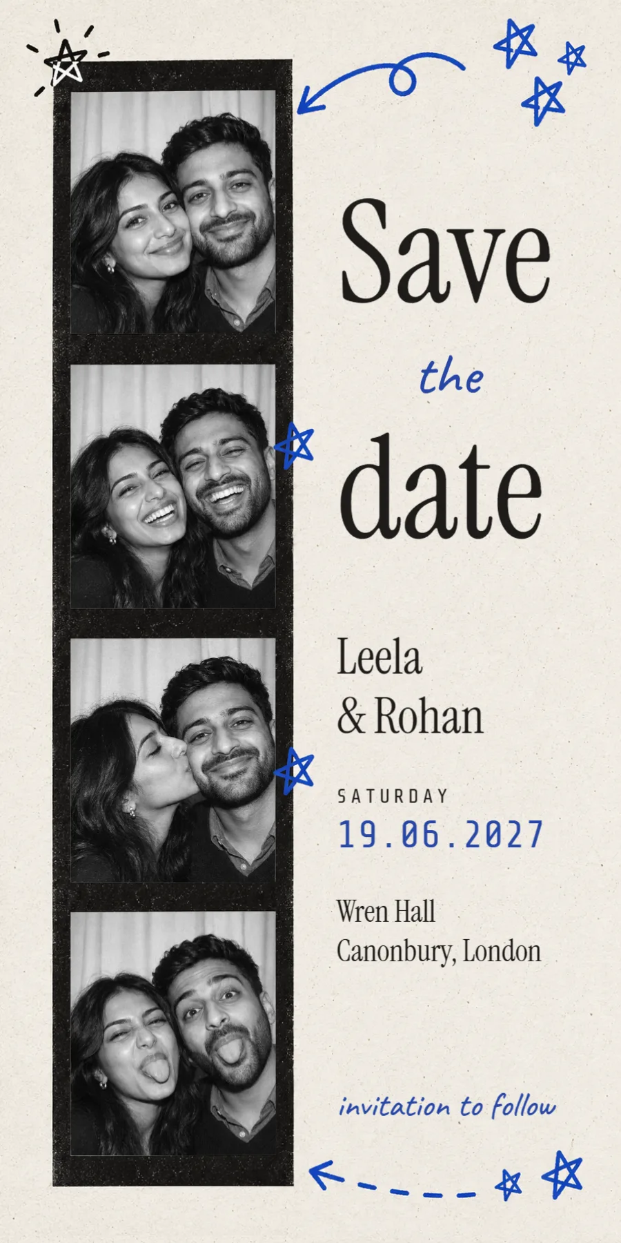 Photo booth strip – save the date: printable design preview