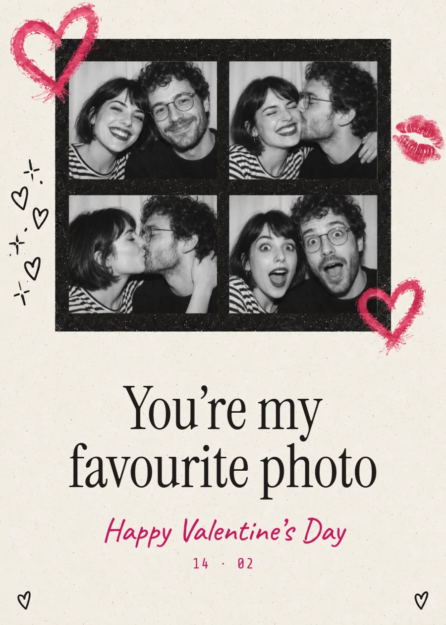 Photo booth strip – Valentine’s card: printable design preview