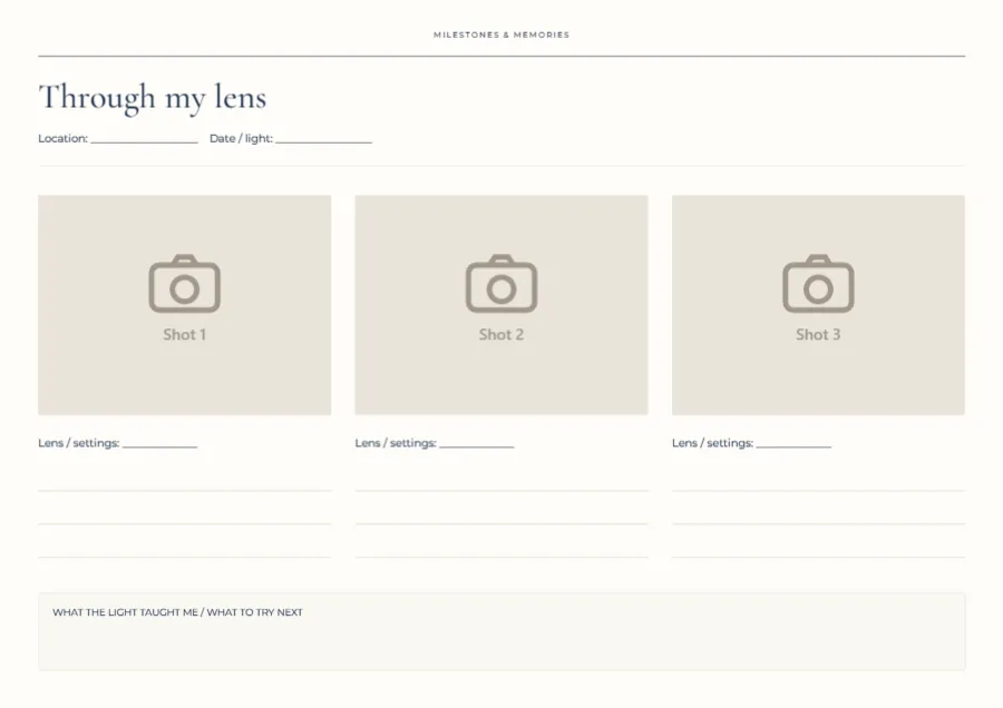 Through my lens – photography notes: printable design preview