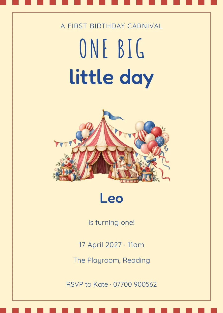 Play Parade – first birthday carnival: printable design preview