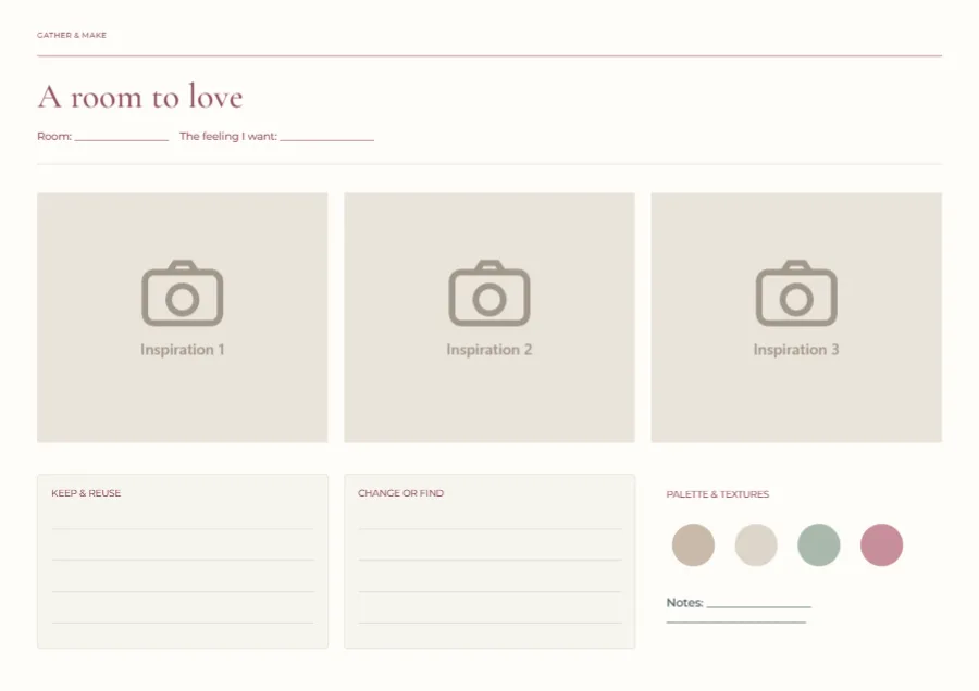 A room to love – refresh moodboard: printable design preview