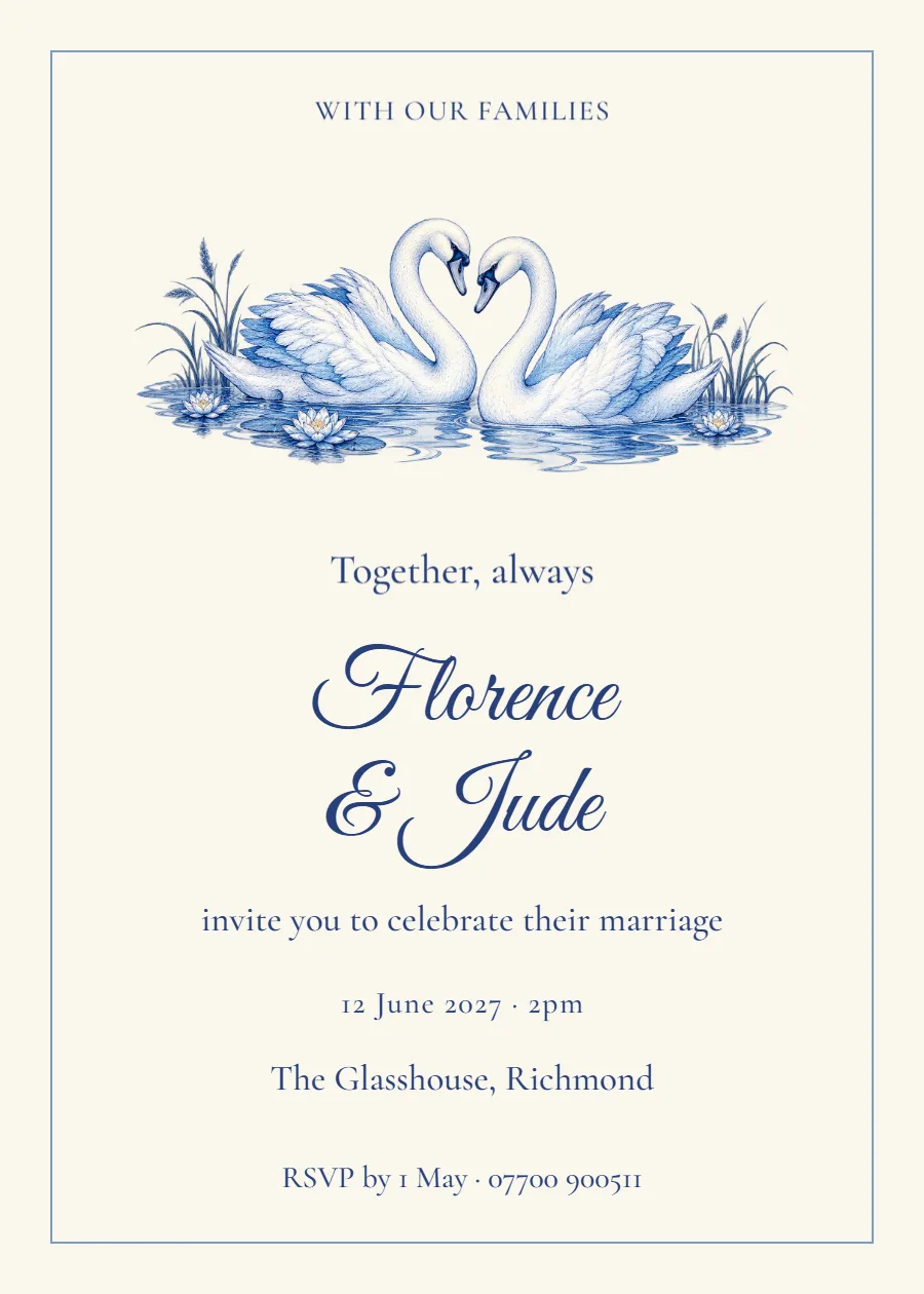 Scribbled Hearts – wedding invitation: printable design preview