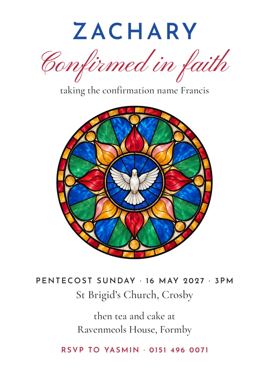 Stained glass – Confirmation invitation: printable design preview