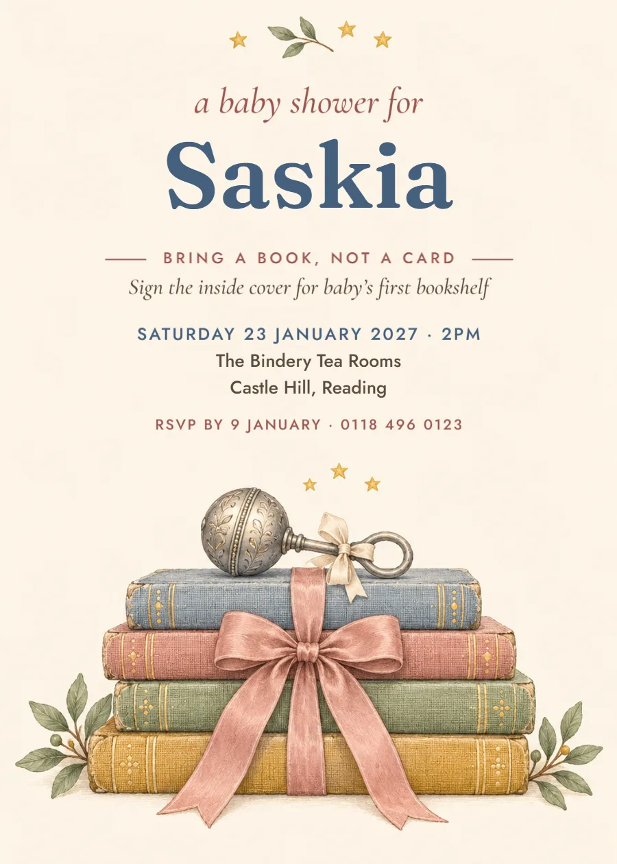 Storybook nursery – bring-a-book baby shower: printable design preview