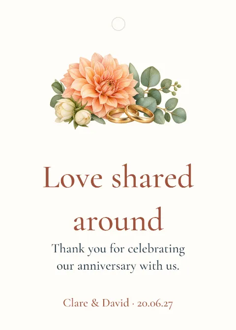 Love shared around – anniversary favour tag: printable design preview