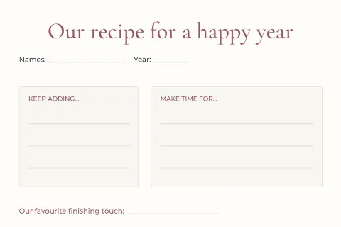 Our recipe for a happy year – anniversary keepsake: printable design preview