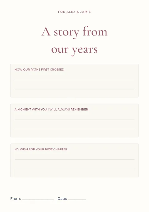 A story from our years – anniversary memory card: printable design preview