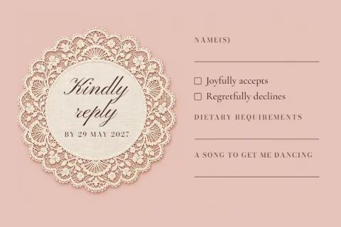 Antique lace – RSVP card: printable design preview