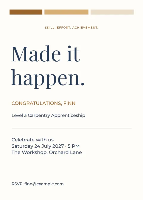 Made it happen – apprenticeship celebration: printable design preview