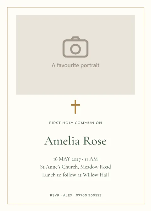 A day of grace – photo communion invitation: printable design preview